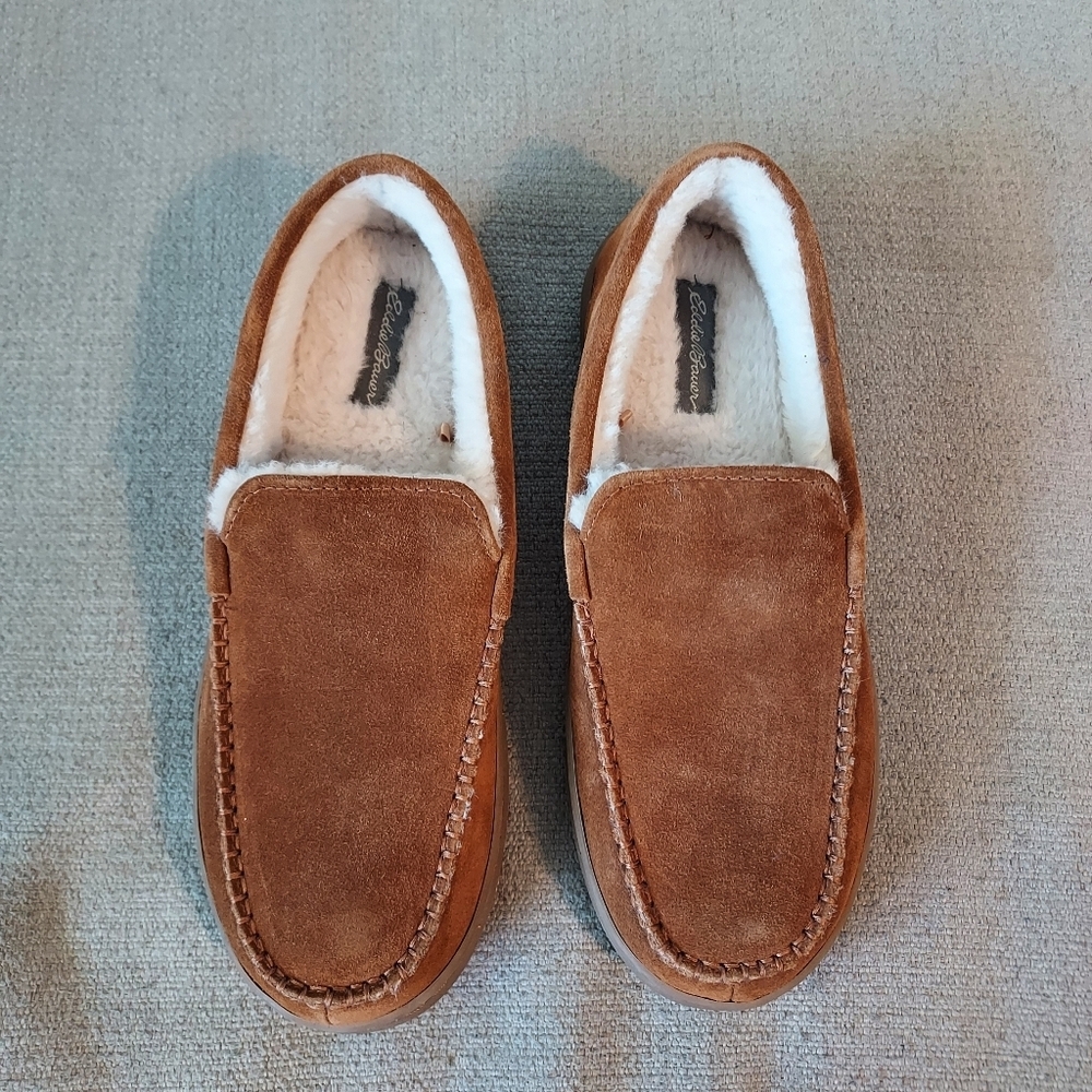 Eddie Bauer Sherman men's Suede Slip-On Slipper With Faux Fur Lining